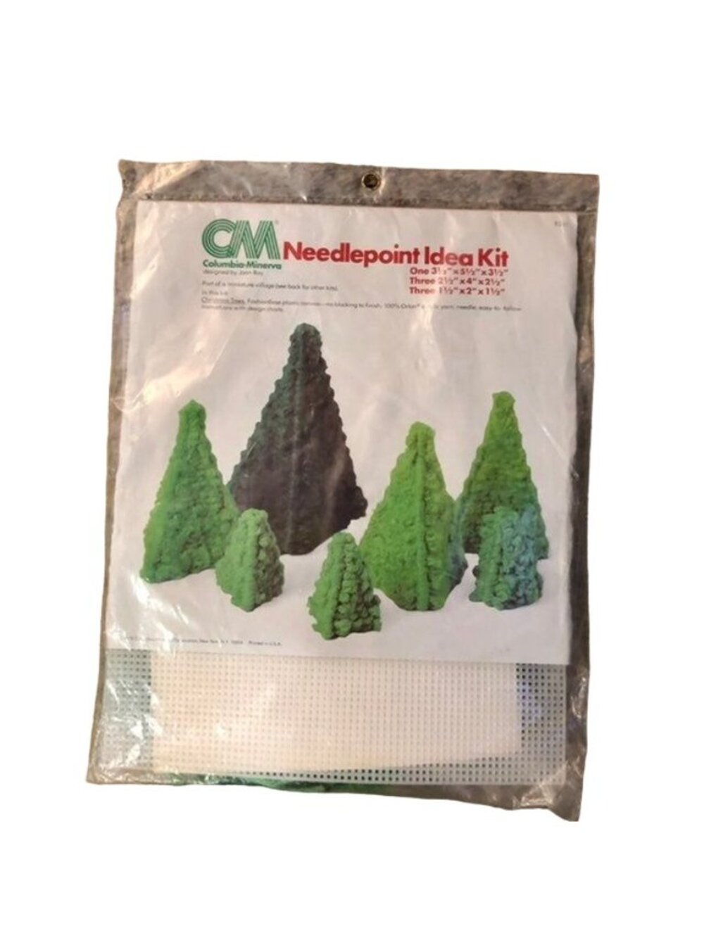 Vintage Columbia Minerva Needlepoint Kit Christmas Trees 8241 Sealed 1978